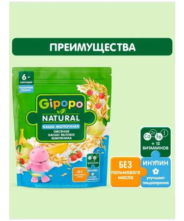GIPOPO Porridge milk oatmeal apple strawberry 510 grams - Buy Online on GoSupps.com
