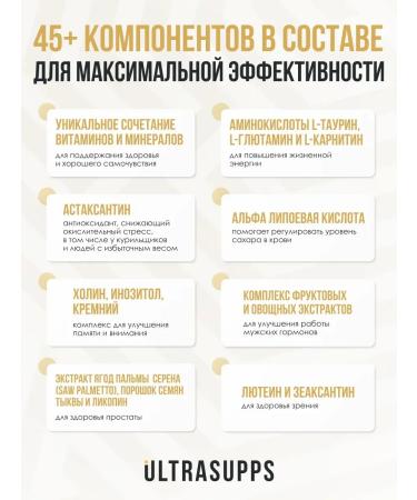 UltraSupps Vitamins for men 180 capsules Gold Bada Halyal - Buy Online on GoSupps.com