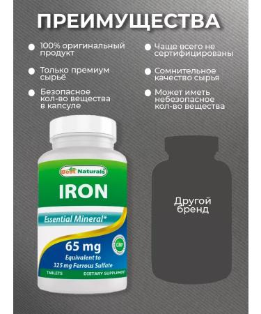 Best Naturals Iron 65 mg 90 capsules - Buy Online on GoSupps.com