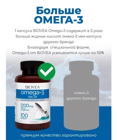 BIOVEA Omega-3 fish oil 1200 mg capsule 100 pcs - Buy Online on GoSupps.com