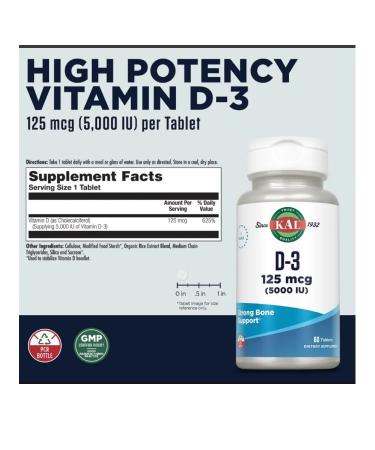 KAL D3 125 MCG 5000 IU 60 Tablets (vitamin D3) - Buy Online on GoSupps.com