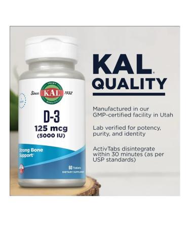 KAL D3 125 MCG 5000 IU 60 Tablets (vitamin D3) - Buy Online on GoSupps.com