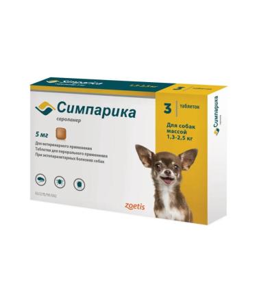 Zoetis Simeparika 3 tablets of 5 mg per weight 1.3-2.5 kg - Buy Online on GoSupps.com