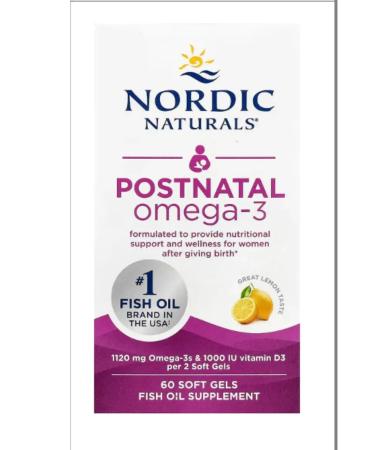 Nordic Naturals Omega-3 postpartum lemon 60 capsules