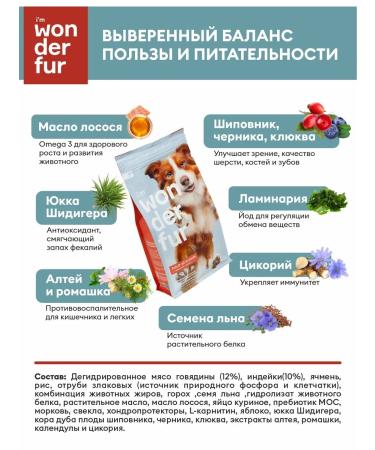 WONDERFUR Full -time dry food for dogs beef 800 g - Buy Online on GoSupps.com