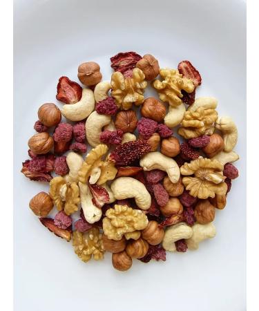 NUTS HELSI Walnut mixture with raspberries and strawberries 1000 grams - Buy Online on GoSupps.com
