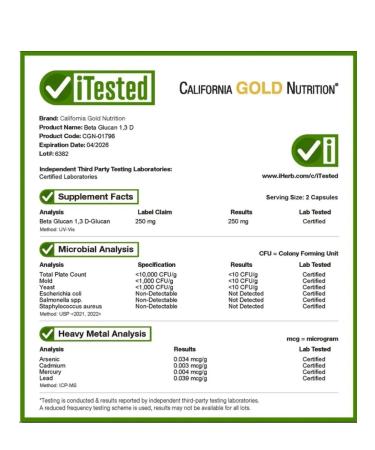 California Gold Nutrition California Gold Beta-Glukan from algae 120 vegetables. capt - Buy Online on GoSupps.com