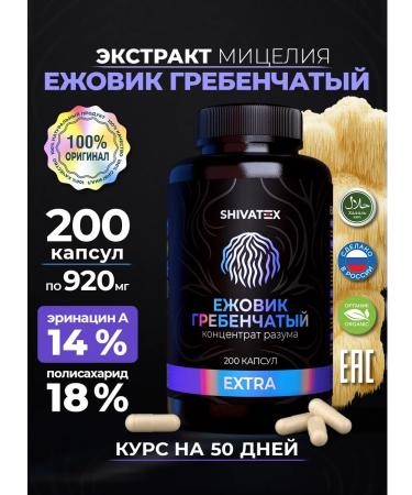 SHIVATEX Ezhovik Run Capsules Extract Mycelia 200 pcs