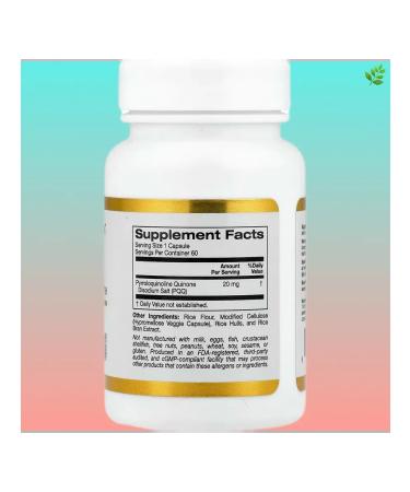 California Gold Nutrition Pyrrolokhinolinhinoinon PQQ 20 mg 60 capsules - Buy Online on GoSupps.com