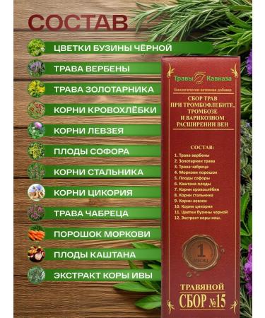 Herbs of the Caucasus Herbal collection No. 15 with varicose veins - Buy Online on GoSupps.com