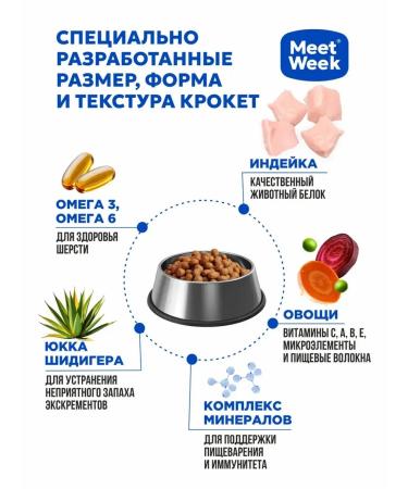 MeetWeek Dry food for cats turkey with rice 0.5 kg - Buy Online on GoSupps.com