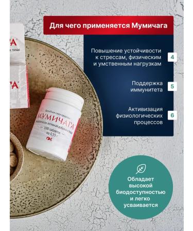Altai cedar Mummichaga - mumiyo chaga 100 tablet 0.55g - Buy Online on GoSupps.com