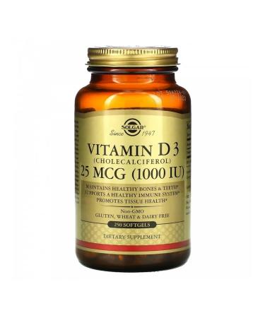 Solgar vitamin D3 (Cholecalciferol) 25 g 1000 Me 250 caps - Buy Online on GoSupps.com