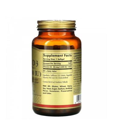 Solgar vitamin D3 (Cholecalciferol) 25 g 1000 Me 250 caps - Buy Online on GoSupps.com
