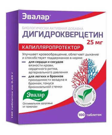 Evalar Dihydrocercetin 100 tablets weighing 0.25 g