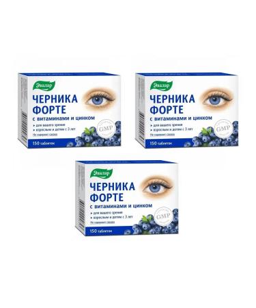 Evalar Blueberry-Forte with vitamins and zinc 150 tab (0.25g) x 3