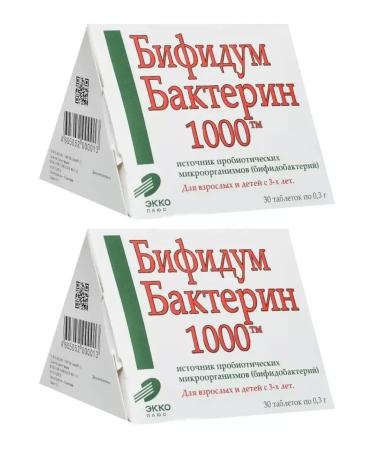 Bifidumbacterin 1000 (30 tablets of 0.3 g) x 2 l