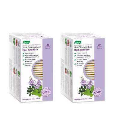 Evalar Bio tea with diabetes (20 filter packages 2 g) x 2 packages