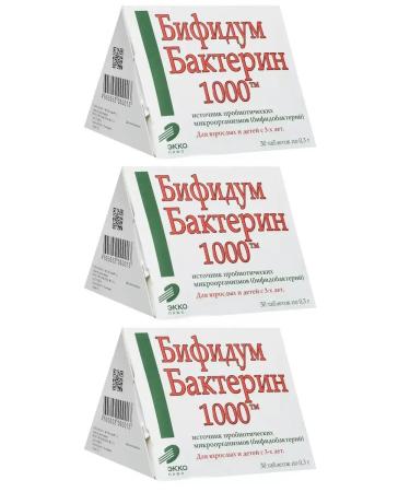 Bifidumbacterin 1000 (30 tablets of 0.3 g) x 3 l