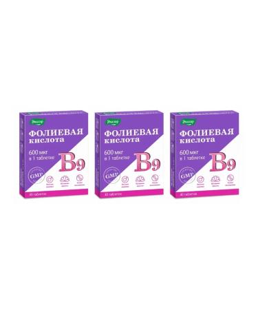 Evalar Dietary supplement folic acid with B12 and B6 (0.22 g tablets) x 3