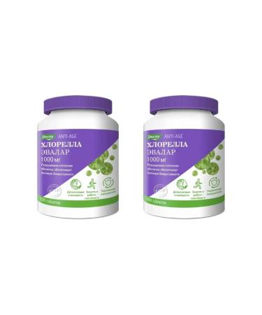 Evalar Chlorella 1000 mg 100 tablets of 1.1 g x 2 packages