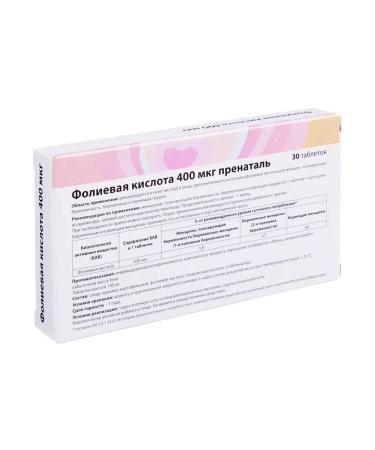 RENEWAL Folic acid 400 g prenatal 30 tablets 100 mg x 2 l - Buy Online on GoSupps.com