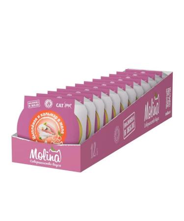 Molina Lamister for cats chicken and squid in jelly 75 g x 12 pcs - Buy Online on GoSupps.com