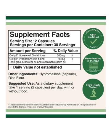 Double Wood Supplements Liposomal glutathione 500 mg 60 capsules - Buy Online on GoSupps.com