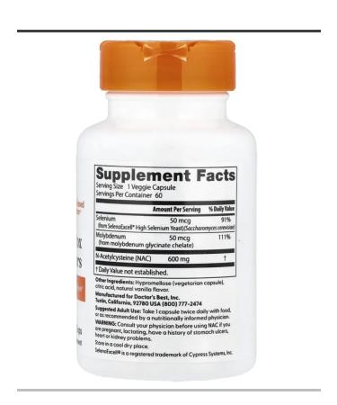 Doctor's Best NAC for cleaning the body 600 mg 60 plant capsules - Buy Online on GoSupps.com