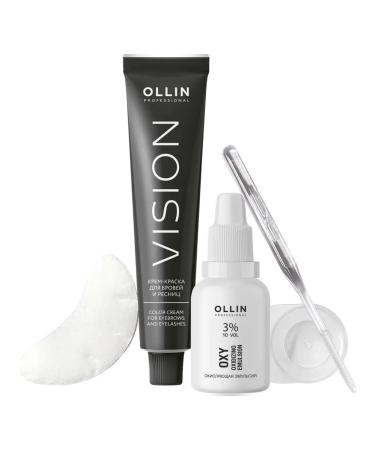 OLLIN Set for painting eyebrows and eyelashes dark graphite - Buy Online on GoSupps.com