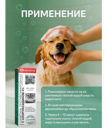 Apicenna Shampoo for cats and dogs with 4% chlorhexidine | antifungal antipruritic hypoallergenic care - Buy Online on GoSupps.com