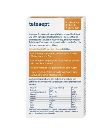 Tetesept Carotine for the skin + sun protection 30 pcs 15.3 g - Buy Online on GoSupps.com