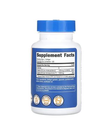 Nutricost Vitamin K2 + Vitamin D3 120 soft tablets - Buy Online on GoSupps.com