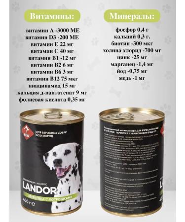 LANDOR Wet feed for dogs A quail with giblets 400g (6pcs) - Buy Online on GoSupps.com