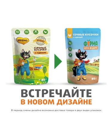 Fedor the Cat's Farm Juicy pieces for cats with chicken 24x85 g - Buy Online on GoSupps.com