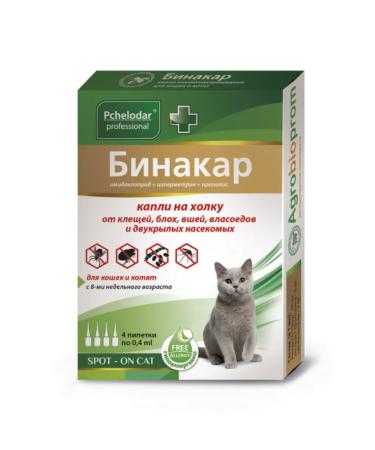 Beekeeper Binakar for cats and kittens drops on a withers 0.4 ml 4 pcs - Buy Online on GoSupps.com