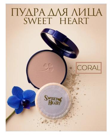 SWEET HEART Facial powder compact with a mirror tone Coral