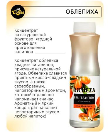 RiCHEZA Sea buckthorn concentrate for cocktails and smoothies 1 liter - Buy Online on GoSupps.com