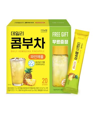Danongwon Powder drink with a bottle of Daily Kombucha PineApple