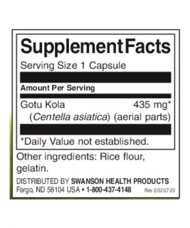 Swanson Gotha Cola 450 mg for brain and memory Gotu Kola 60 Kapsul - Buy Online on GoSupps.com