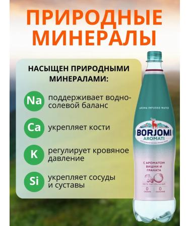 Borjomi Mineral natural water aromati cherries-granate 6 pcs x 1 l - Buy Online on GoSupps.com
