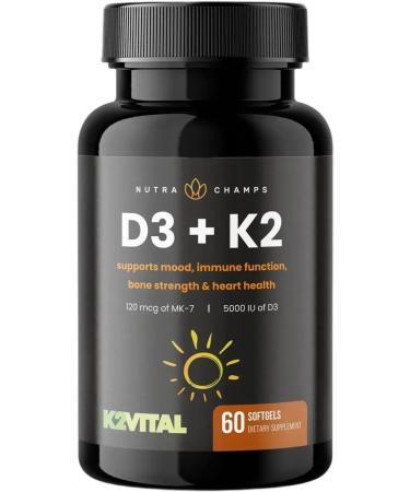 Nutra Champs Vitamin D3 125 g K2 120 g 60 capsules - Buy Online on GoSupps.com