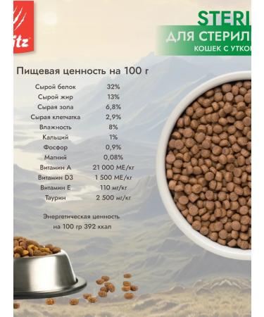 BLITZ Dry food for sterilized cats with duck and rabbit 400 g - Buy Online on GoSupps.com