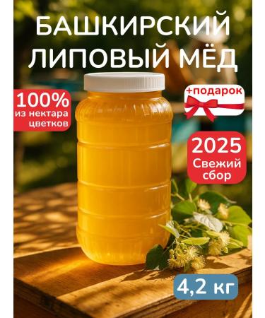Honey from Islamov's apiary Bashkir linden honey 4200 g collection 2025 + Gift