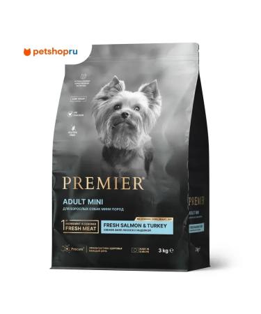 PREMIER Dry food for dogs is small. rocks salmon with turkey 3kg