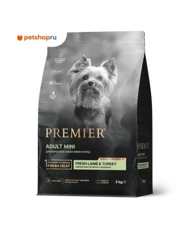 PREMIER Dry food for dogs is small. rocks lambs with turkey 3kg
