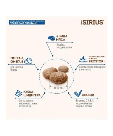 SIRIUS Dry food for dogs three meat with vegetables 2 kg - Buy Online on GoSupps.com