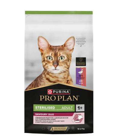 PRO PLAN Food for adult sterilized cats with duck and liver 10 kg - Buy Online on GoSupps.com