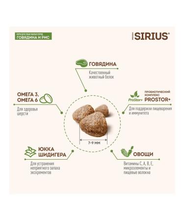SIRIUS Dry food for dogs of small breeds beef and rice 2 kg - Buy Online on GoSupps.com