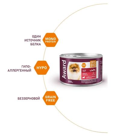 AWARD Wet feed for dogs lamb and apple 200 g - Buy Online on GoSupps.com